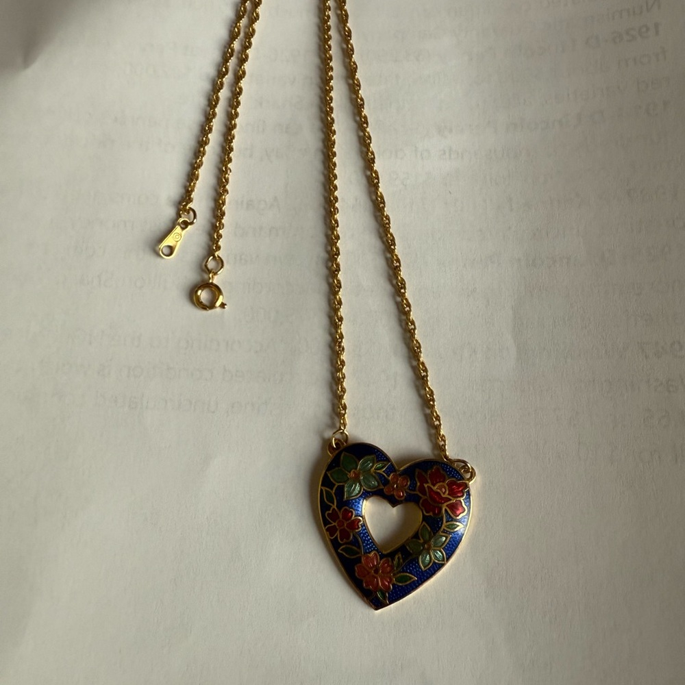 CLOISONNÉ OPEN HEART PENDANT NECKLACE